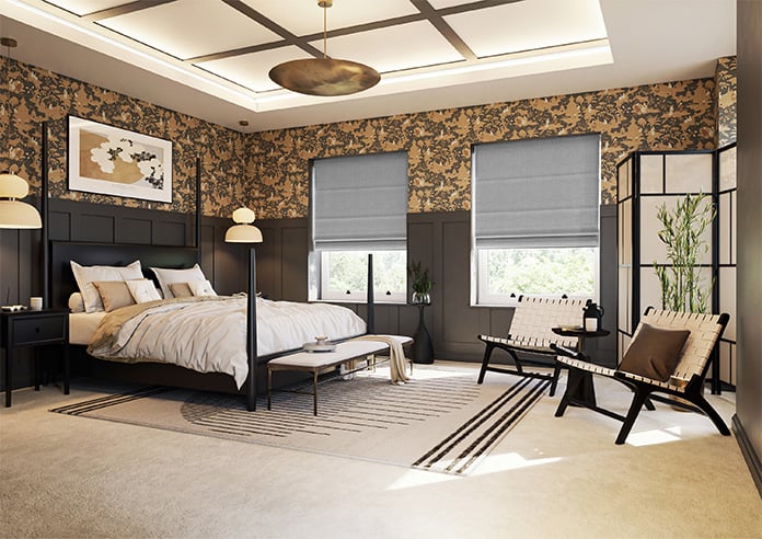 Roslin (Blackout), Koala Grey - Motorised Roman Blind - Image 6